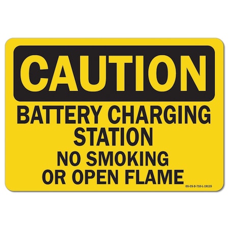 Signmission OSHA Sign, 18" H, 24" W, 18" H, 24" W, Landscape, Battery Charging Station No Smoking Or Open Flames OS-CS-D-1824-L-19115